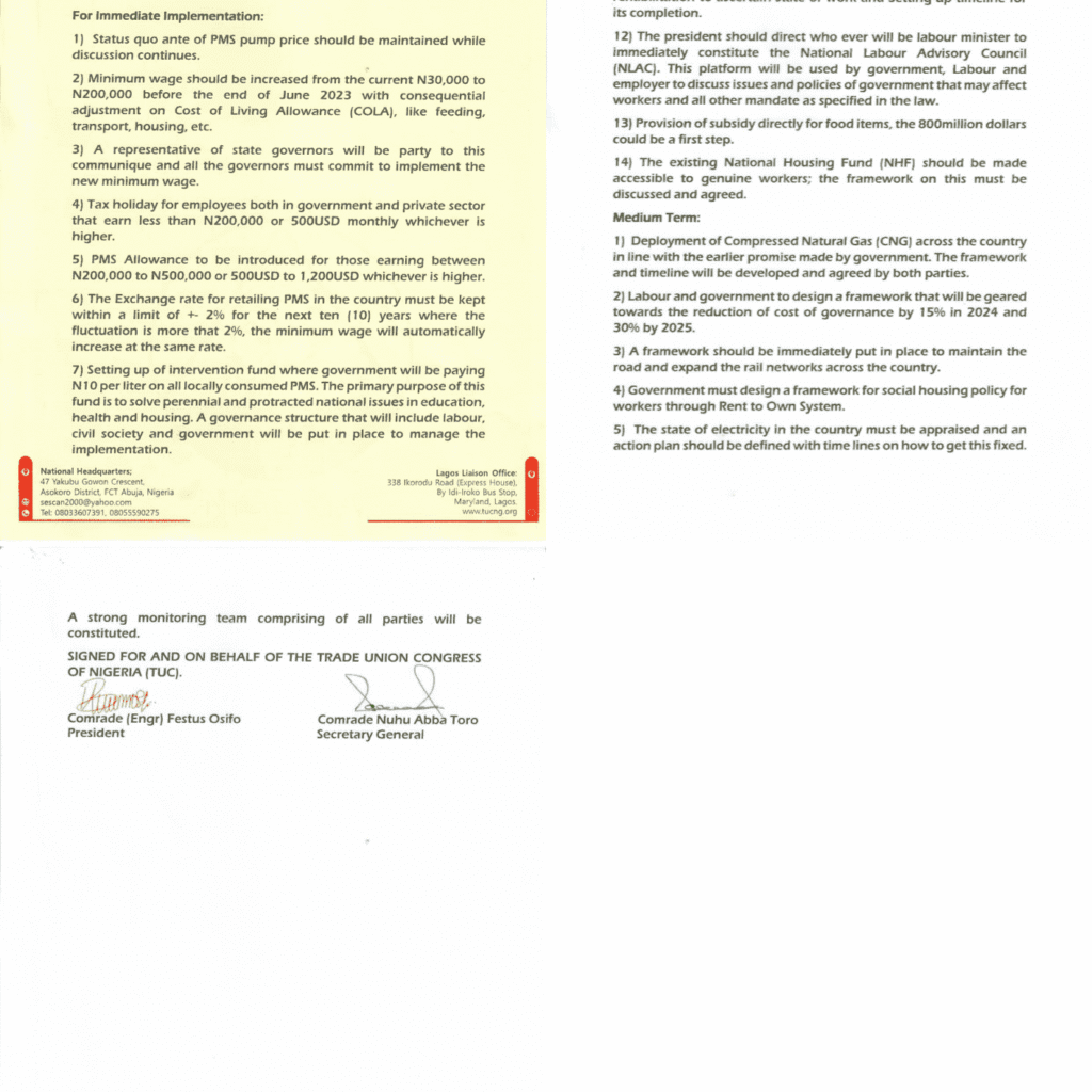TUC demands N200,000 minimum wage