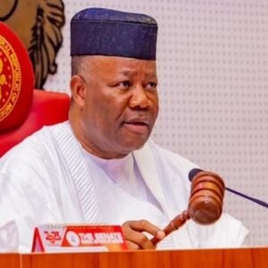 Godswill Akpabio presiding over Senate plenary as lawmakers announce defections in the National Assembly