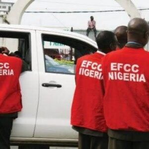 Armed EFCC operatives outside the University of Uyo Teaching Hospital during an investigation in Akwa Ibom.