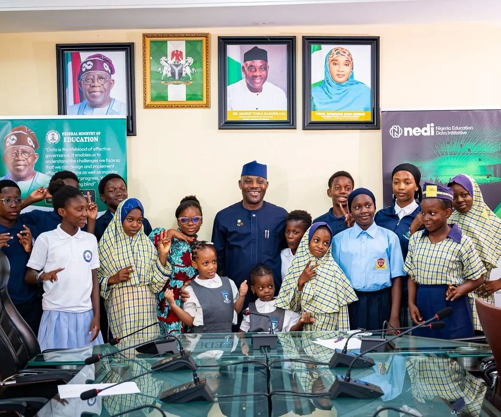 Education Minister Maruf Alausa hosts children and disability advocate Dera Osadebe during the 2026 Children’s Day celebration in Abuja.
