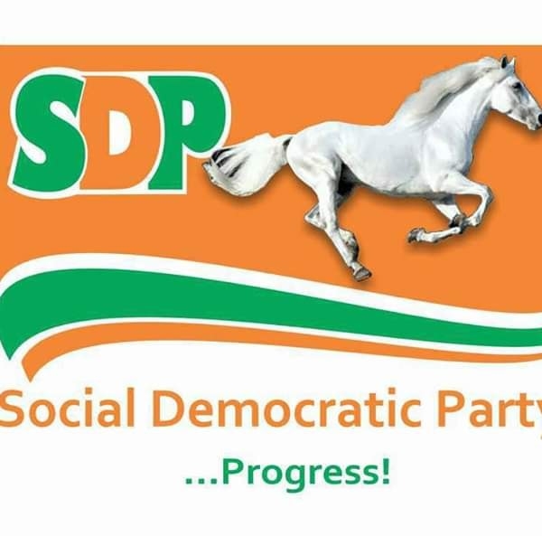 SDP National Chairman Shehu Gabam speaking during the party’s convention in Abuja where factional leaders announced expulsions and dissolved the NWC.