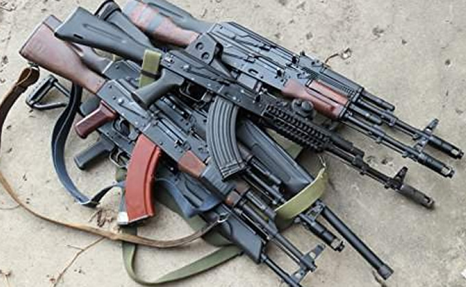 Recovered sack containing 119 rounds of AK-47 live ammunition displayed by Gombe State Police Command.