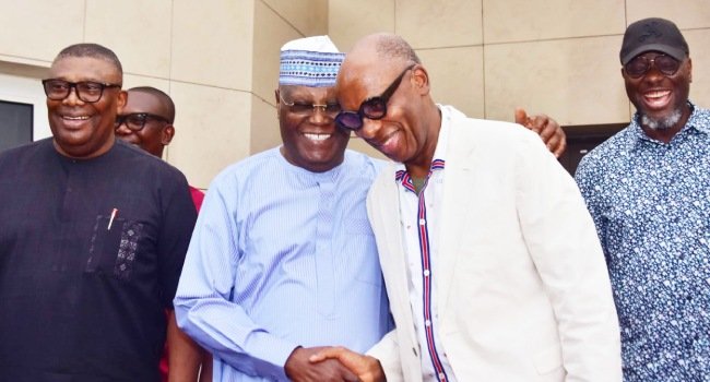 Atiku Abubakar and Rotimi Amaechi during a meeting in Abuja after the ADC presidential primary election.