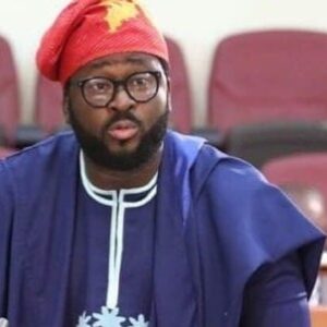 Desmond Elliot at a political event after losing the APC primary election in Surulere.