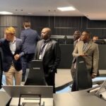Defence Minister Christopher Musa meeting officials in Monaco discussing Nigeria’s AI-driven military upgrade and anti-drone defence systems under the Hybrid Intelligence Shield project.