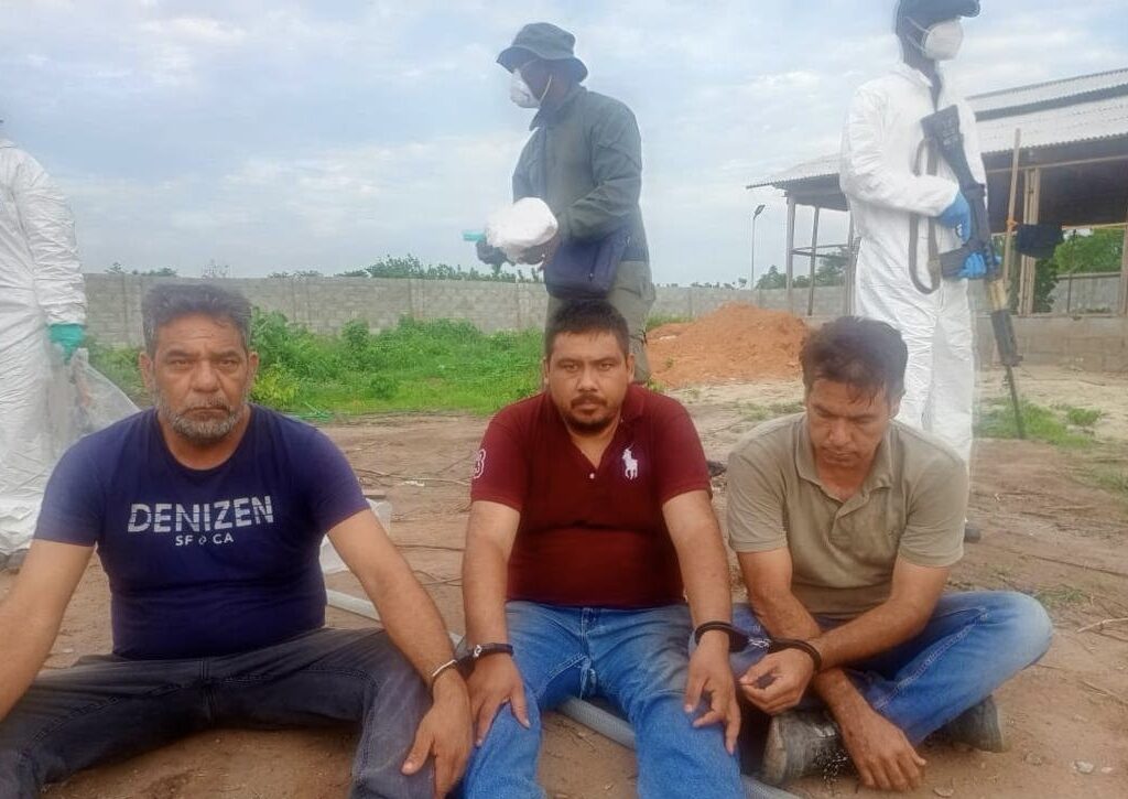 NDLEA operatives during a raid on an illegal methamphetamine laboratory hidden inside a forest in Ogun State.