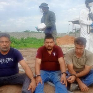NDLEA operatives during a raid on an illegal methamphetamine laboratory hidden inside a forest in Ogun State.