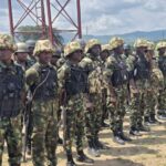 Nigerian soldiers during a military operation as army chief Waidi Shaibu announces troop deployment to Benin Republic.