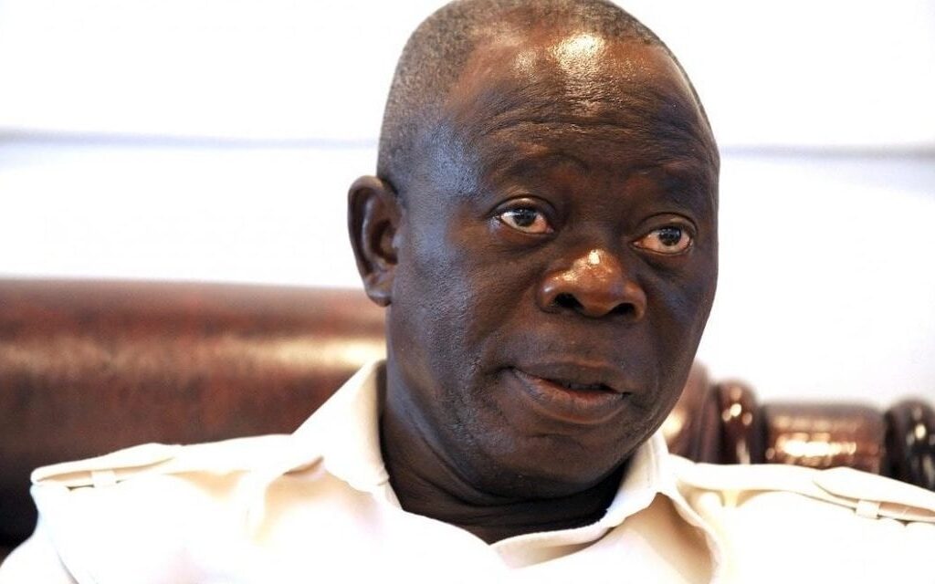 Oshiomhole speaking in Senate as lawmakers debate xenophobic attacks and proposed sanctions on South African firms