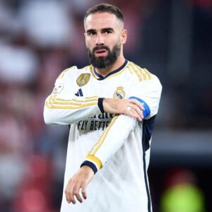 Dani Carvajal pictured in Real Madrid colours ahead of his final match at Santiago Bernabeu after the club confirmed his exit.