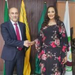 Bianca Odumegwu-Ojukwu and Italian Ambassador Roberto Mengoni during talks on the $5bn global education financing campaign in Abuja.