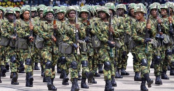 Nigerian Army Provost Marshal Maj. Gen. Mathias Erebulu addressing Military Police personnel (Soldiers) during a training seminar on operational discipline.