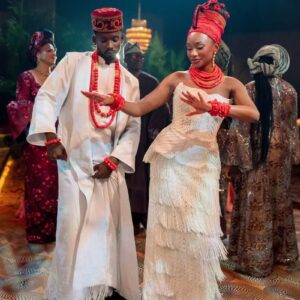 Temi Otedola and Mr Eazi pose