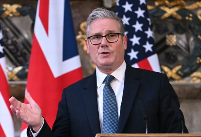 Keir Starmer speaking outside 10 Downing Street during a formal announcement confirming his resignation as UK Prime Minister and Labour leader.