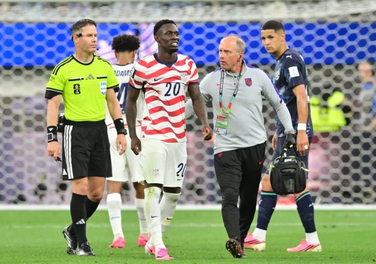 Folarin Balogun celebrates after scoring during the United States' 4-1 victory over Paraguay in the 2026 FIFA World Cup opener at SoFi Stadium in Los Angeles.