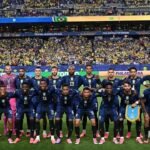 Brazil players pose for a team photo before their 2026 FIFA World Cup group stage match against Haiti in Philadelphia.