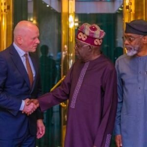 President Bola Tinubu meets Mastercard CEO Michael Miebach and senior government officials at the State House in Abuja to discuss digital skills development and support for Nigerian businesses.