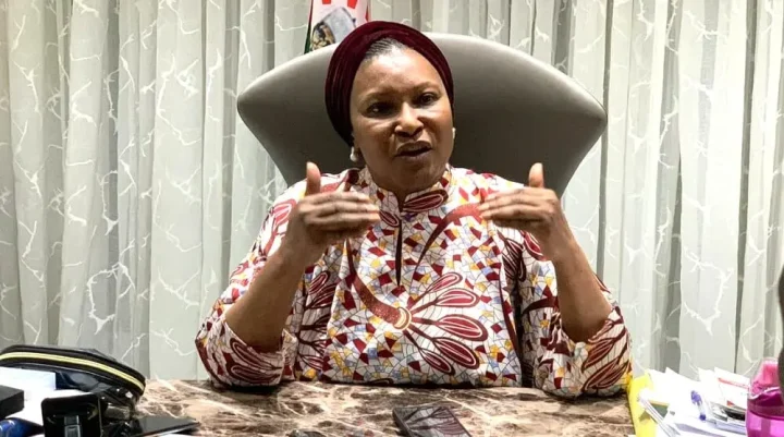 FCT Senator Ireti Kingibe speaking during an interview where she stated she never saw the report recommending Natasha Akpoti-Uduaghan’s suspension.