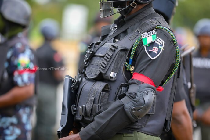 Ekiti State Police Command officers during security operations following arrest of four Pakistani nationals in Iyin-Ekiti community.