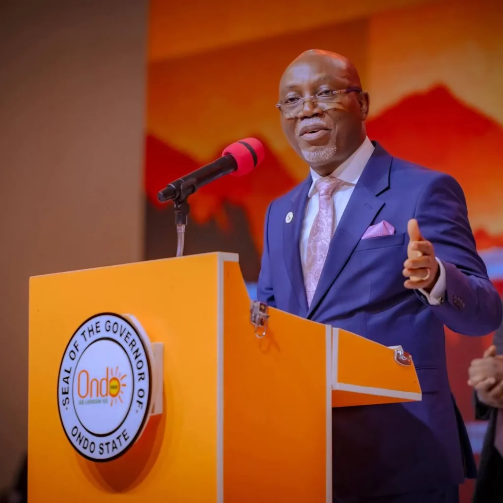 Governor Lucky Aiyedatiwa speaking during an interview where he revealed that security operatives foiled a planned bomb attack on the Ondo State Government House.