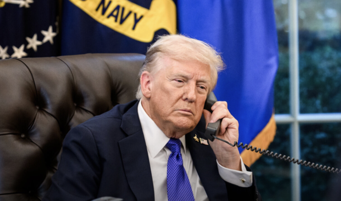 Donald Trump speaking during a press briefing at the White House. US and Iran war