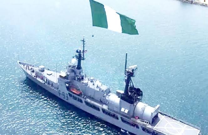 President Bola Tinubu addresses naval officers during the Nigerian Navy International Fleet Review in Lagos as the service marks its 70th anniversary.
