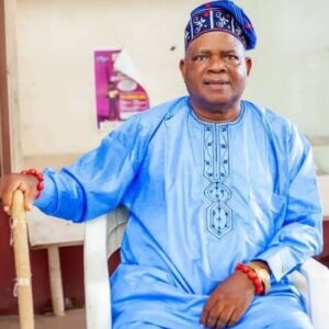 Veteran Nollywood actor and theatre scholar Kola Oyewo during a stage performance.