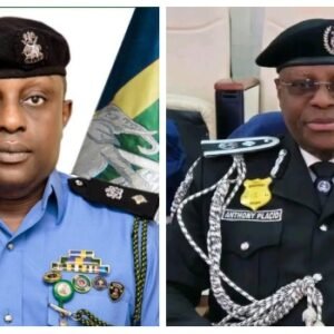 Anietie Iniedu and outgoing Force PRO Anthony Placid in a photo collage following the announcement of a leadership change in the Nigeria Police Force.