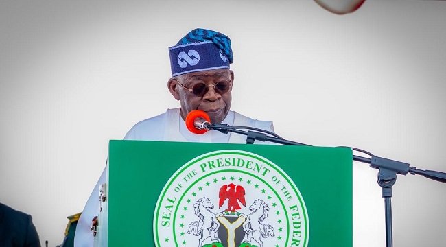 President Bola Ahmed Tinubu delivering the 2026 Democracy Day address, speaking on national reforms, security efforts, and democratic unity in Nigeria.