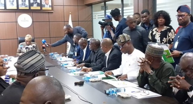FCCPC officials, NERC leadership and state electricity regulators during a stakeholder meeting on strengthening consumer protection in Nigeria's power sector.