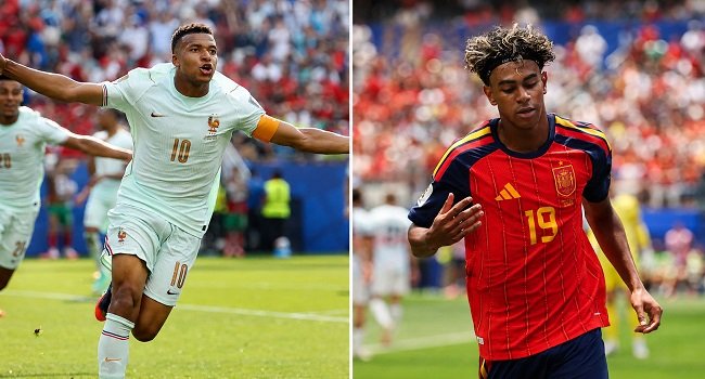 Lamine Yamal and Kylian Mbappe ahead of Spain's 2026 FIFA World Cup semi-final against France.