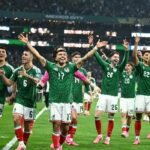 Mexico players celebrate after defeating Ecuador 2-0 in their FIFA World Cup 2026 round of 32 match at the Azteca Stadium.
