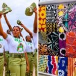 NYSC corps members during parade as the Federal Government announces plans to replace khaki uniforms with Adire fabric under new reform measures.