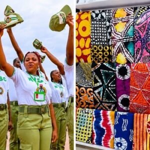 NYSC corps members during parade as the Federal Government announces plans to replace khaki uniforms with Adire fabric under new reform measures.