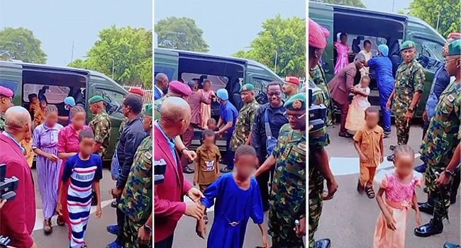 Governor Seyi Makinde receives rescued Oyo teachers and pupils abducted from Oriire schools during a handover ceremony in Ibadan.