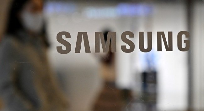 Samsung logo displayed at the company's headquarters as Samsung unveils the Galaxy Z Fold8, Z Fold8 Ultra and Z Flip8 foldable smartphones.