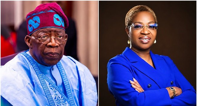 President Bola Tinubu congratulates Oyinkansola Badejo-Okusanya after her historic election as the first elected female President of the Nigerian Bar Association.