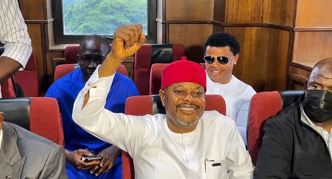 Former Minister Uche Nnaji appears at the Federal High Court in Abuja during his arraignment over alleged certificate forgery and related charges.