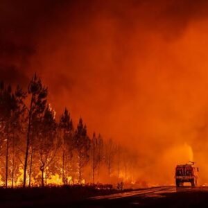 Wildfire in southern France as emergency crews battle fast-moving flames.