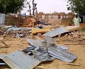 Damaged homes and public buildings after a destructive windstorm in Jigawa State.