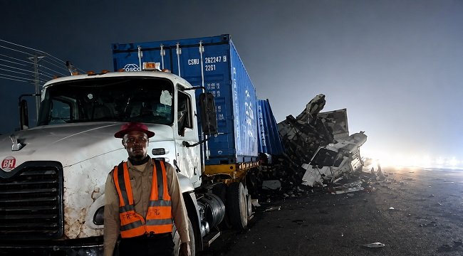 FRSC officials and emergency responders at the scene of a fatal multiple-vehicle crash on the Lagos-Ibadan Expressway.