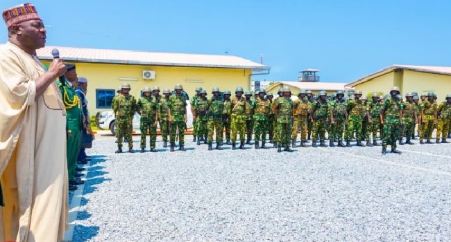 Nigeria's Minister of Defence, General Christopher Musa (retd.), meets with Benin's Defence Minister Gildas Agonkan during a security cooperation visit to Cotonou aimed at strengthening joint efforts against cross-border threats.