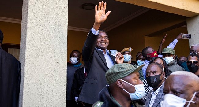 Zambian President Hakainde Hichilema casts his ballot during the 2026 presidential election in Lusaka.