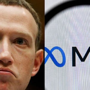 Meta CEO Mark Zuckerberg and Meta logo as the company faces a US federal trial over alleged harm to children on Facebook and Instagram.