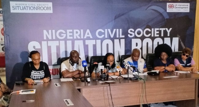 Nigeria Civil Society Situation Room members during a press briefing ahead of the 2026 Osun governorship election.