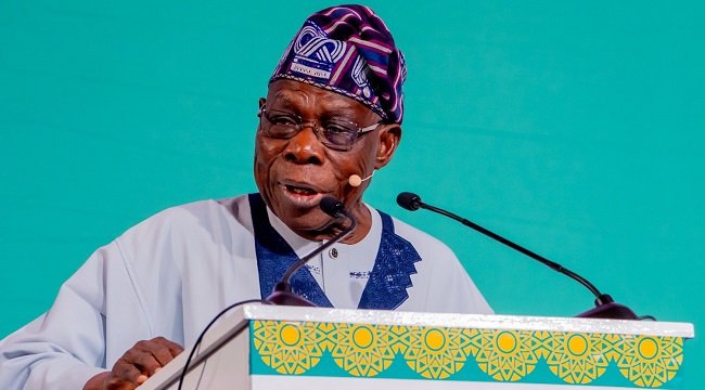 Olusegun Obasanjo speaking at the 2026 Goodluck Jonathan Foundation Democracy Dialogue in Bauchi.