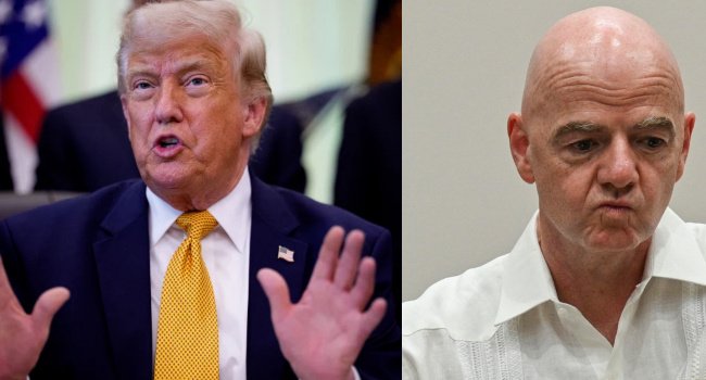 Donald Trump and FIFA president Gianni Infantino during a meeting in Colombia