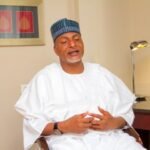 Saliu Mustapha speaking during a television interview about the 2027 Kwara Central senatorial election.