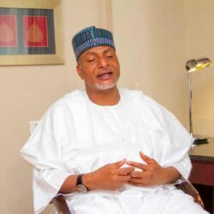 Saliu Mustapha speaking during a television interview about the 2027 Kwara Central senatorial election.