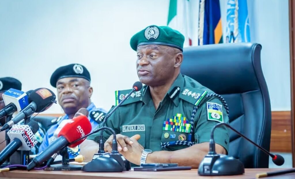 Inspector-General of Police (IGP) Tunji Disu speaking at a youth leadership and security dialogue in Abuja.
